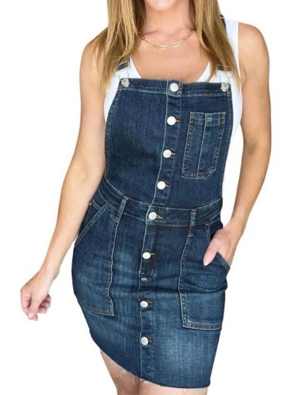 Judy Blue Plus Size 1XL Button-Front Dark Blue Denim Overall Dress NWOT
